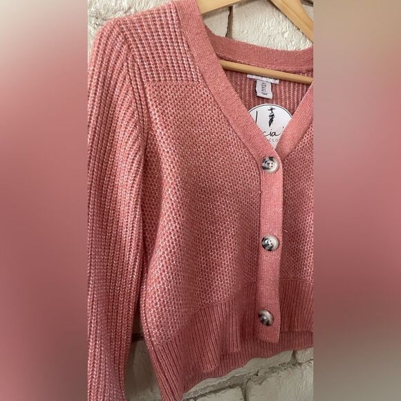 Sincerely Jules Women's Pink Cardigan Sweater - Picture 3 of 4